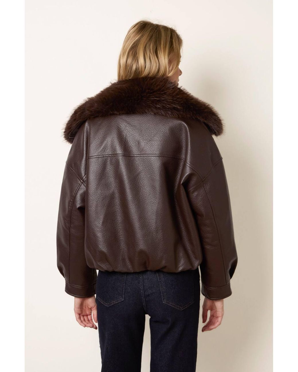 Blue Vanilla Brown Long Sleeve Turtleneck Jacket