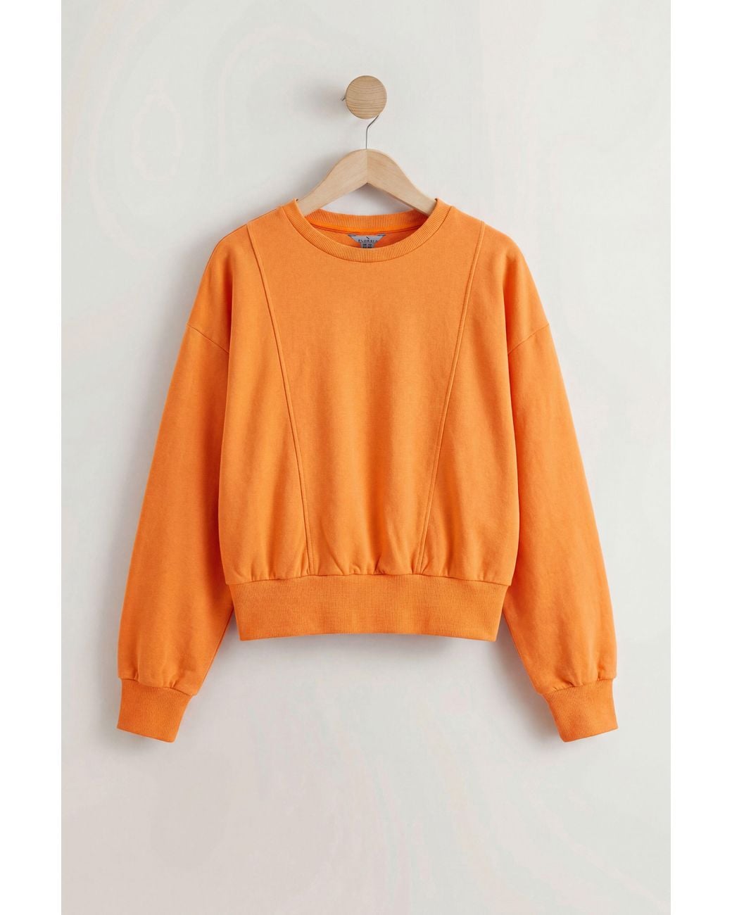 Enorsia Orange Relaxed Fit Terry Cropped Sweatshirt