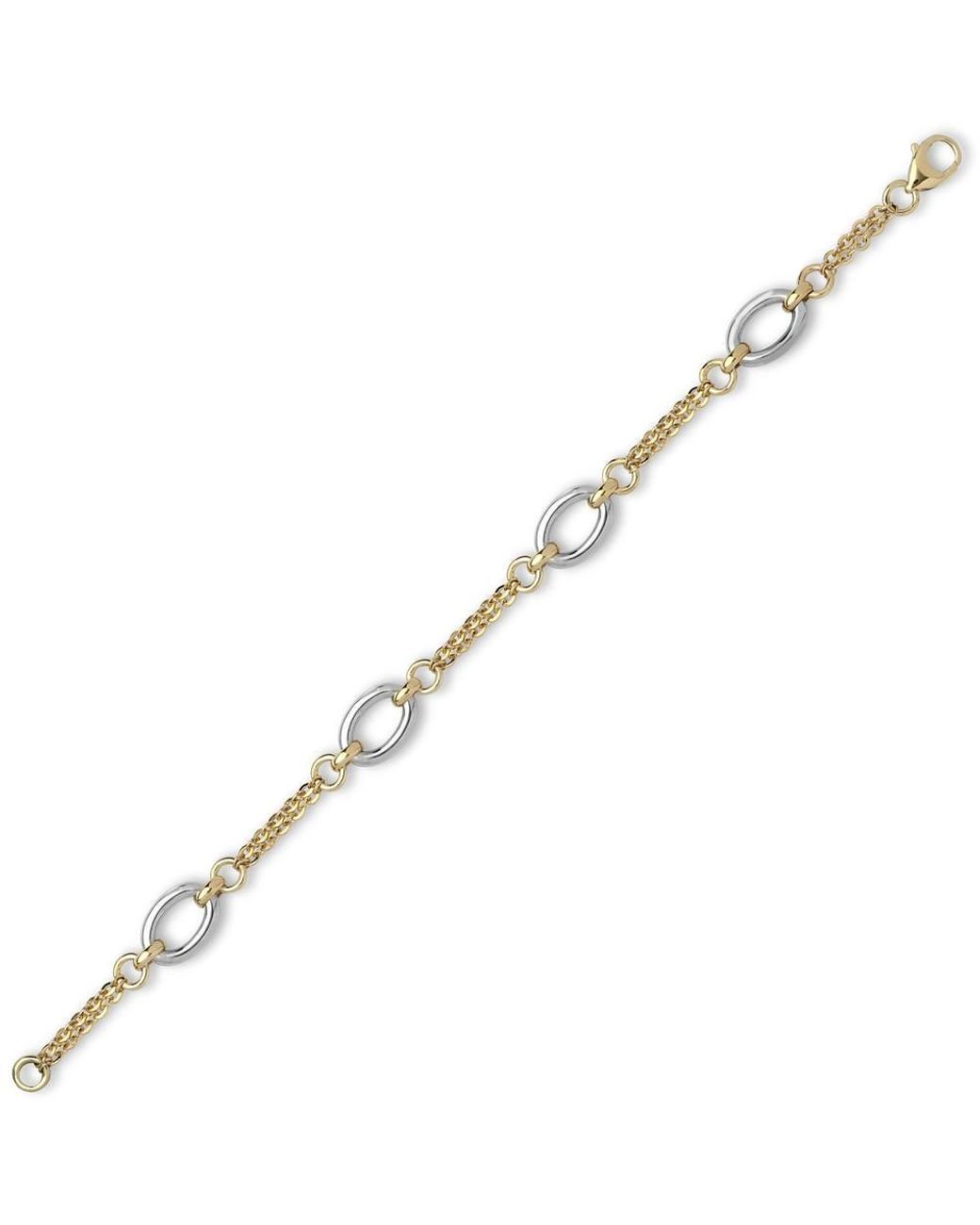 Jewelco London Multicolor 9Ct 2- Oval Double Belcher 9Mm Chain Link Necklace