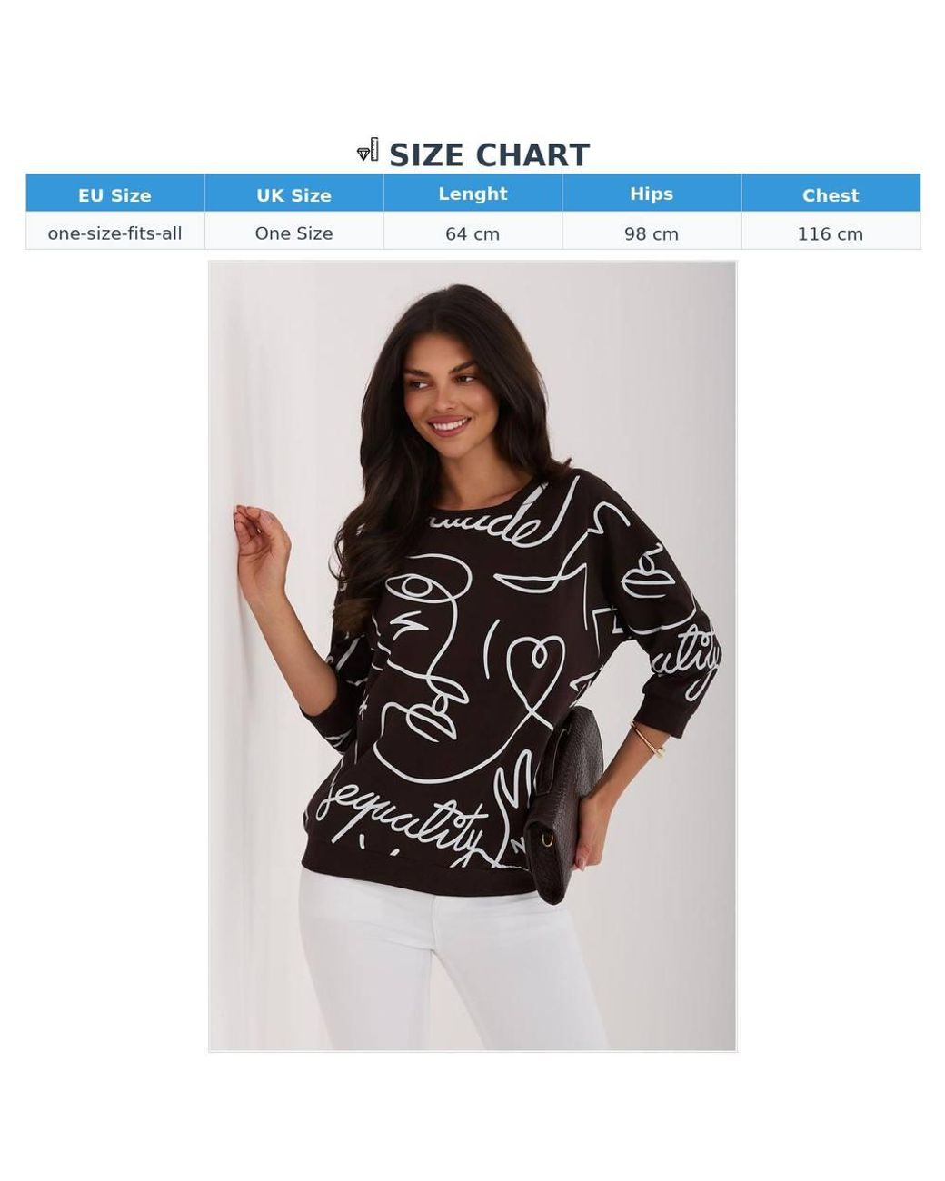 Love Lace Black Cotton Printed Round Neck 3/4 Sleeve Blouse