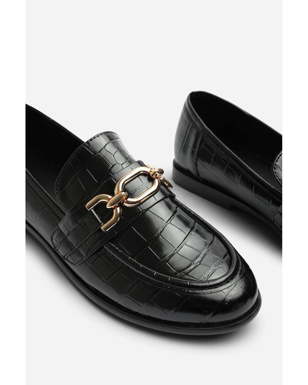 Where's That From Blue 'Orelis' Chain Trim Detail Flat Loafer Shoes