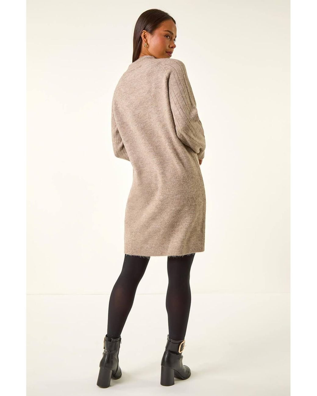 Roman Natural Petite Cable Knit Shift Dress