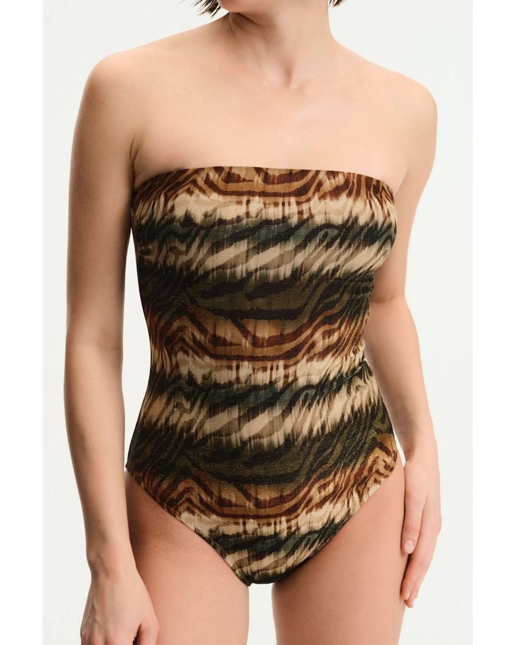 Penti Multicolor Cesira Strapless Zebra Pattern Shimmer Swimsuit
