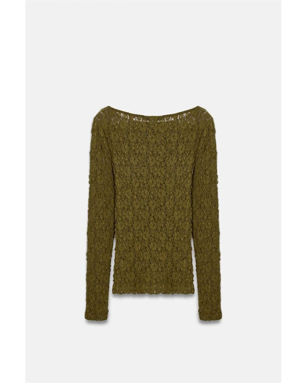 Dilvin Red Lace-Knit Boat Neck Blouse