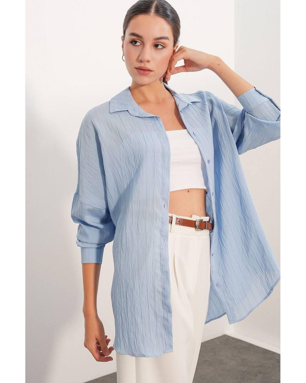Bigdart Blue Viscose Nylon Shirt