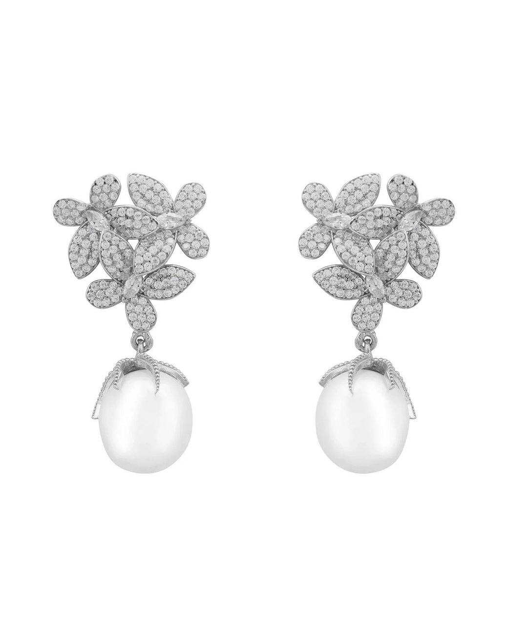 Latelita London White Flowers Pearl Earrings