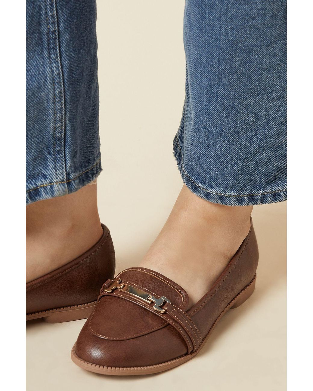 Dorothy Perkins Blue Wide Fit Lora Snaffle Loafers