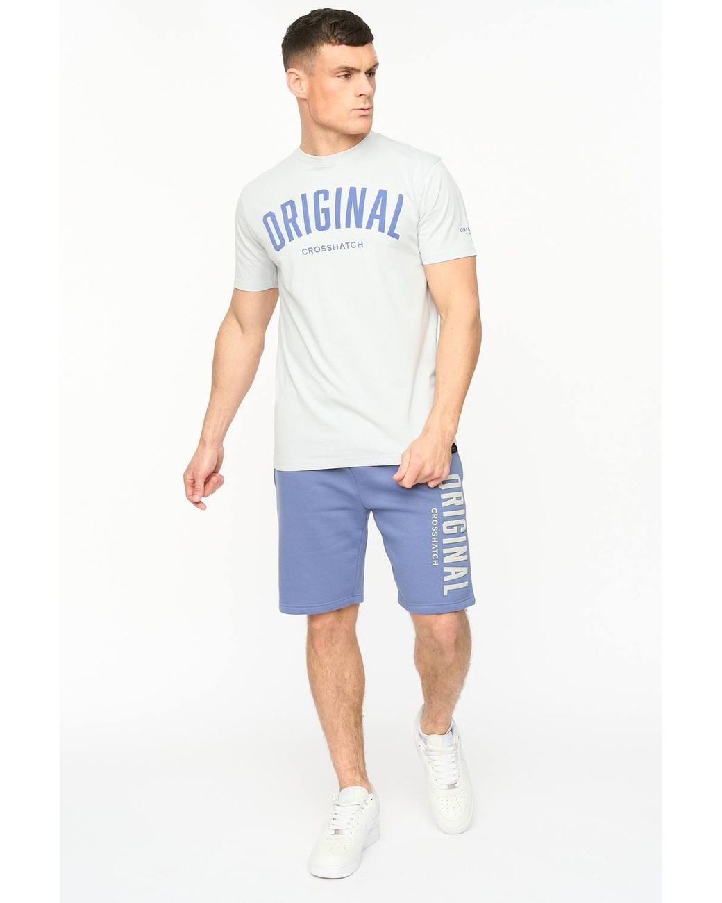 Crosshatch White Kensby Crew Neck Cotton T-Shirt With High Build Graphics for men