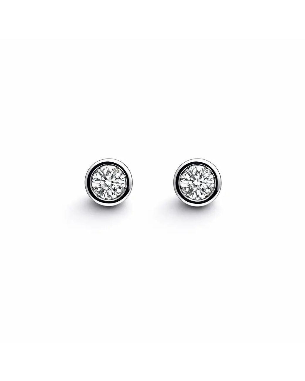 Raina Jewels Metallic 18Ct Whitegold Diamond Illusion Set Cluster Round Stud Earrings-0.06Ct
