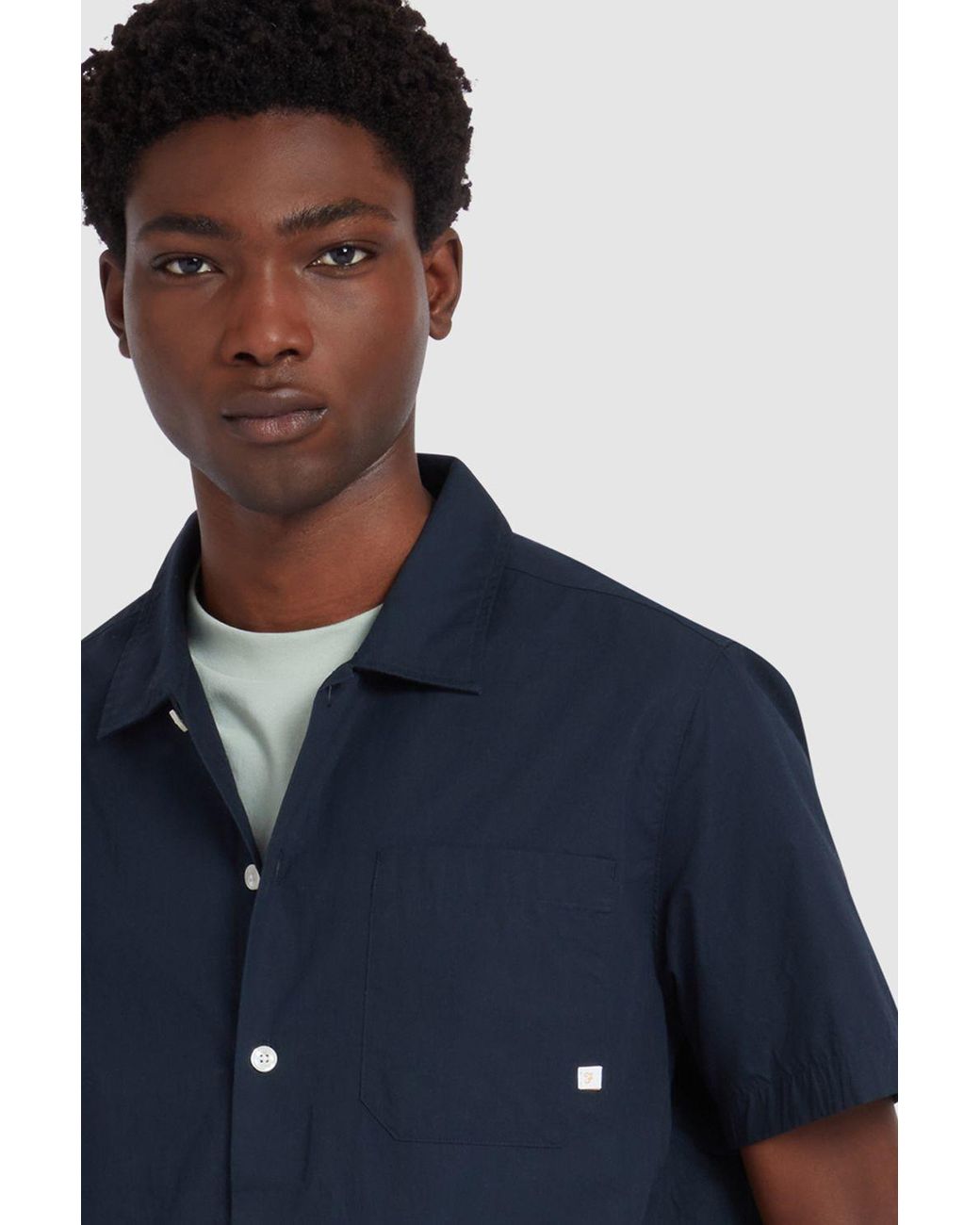 Farah Blue Ossie Short Sleeve Shirt Relaxed True for men