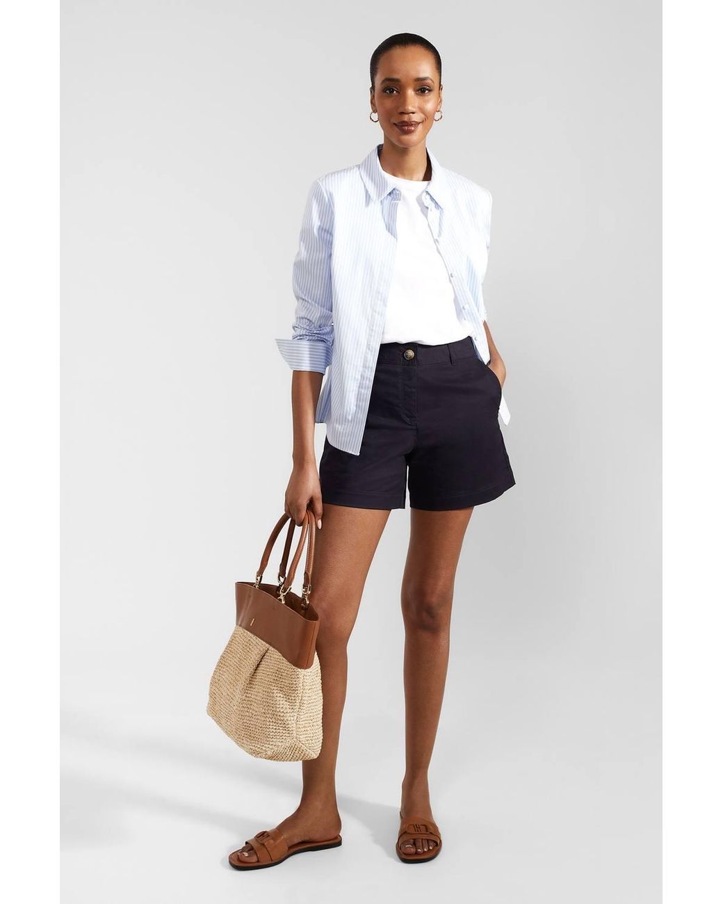 Hobbs Blue Carla Mid Rise Chino Shorts