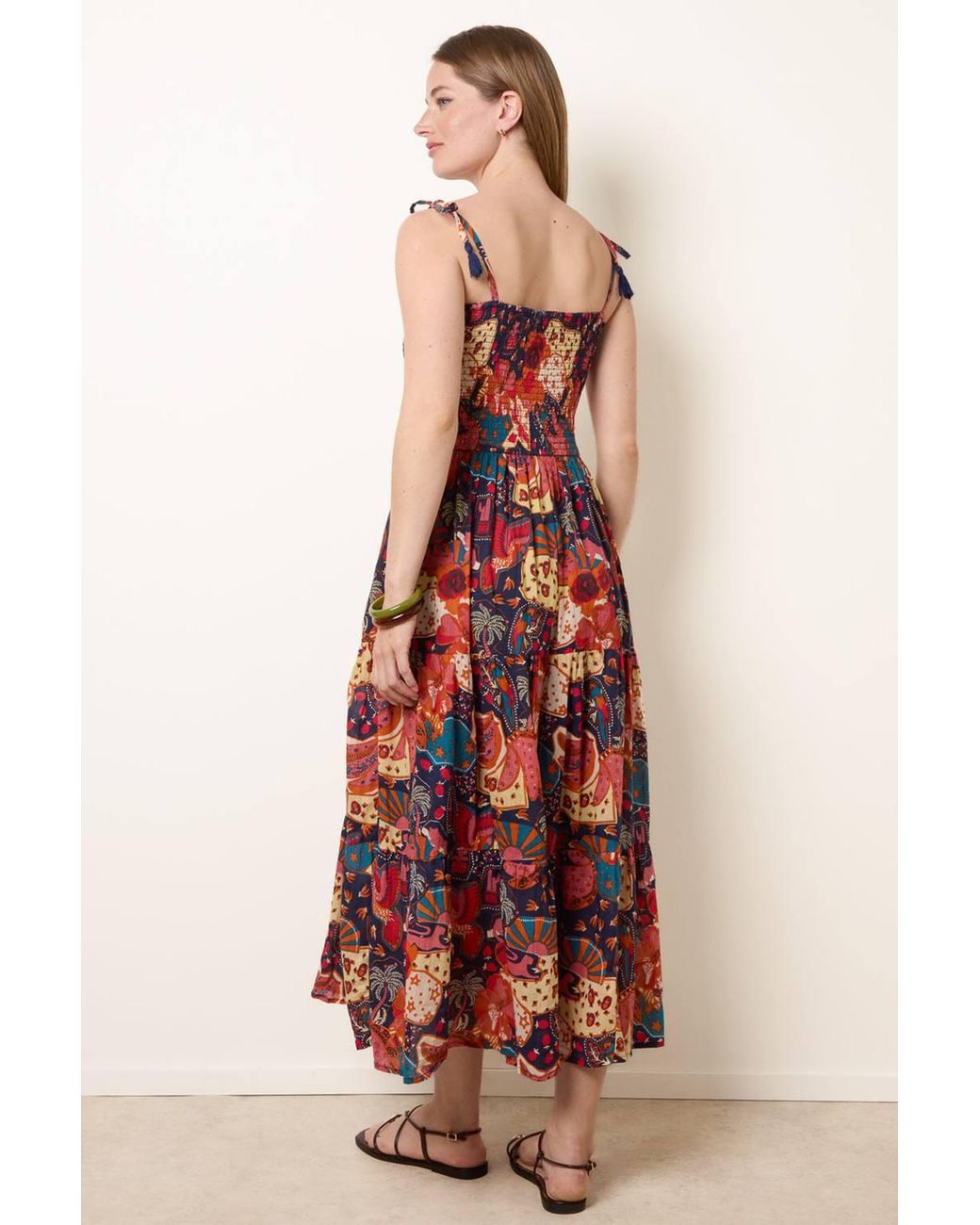 Blue Vanilla Blue Shirred Waist Sleeveless Slip On Square Maxi Dress