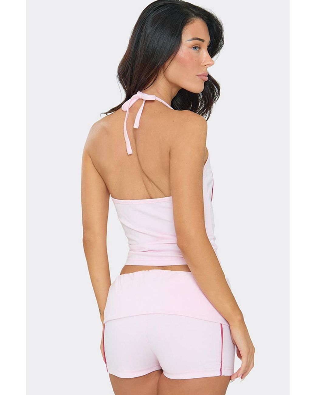 EGO White Strappy Halter Neck Contrast Stripe Vest