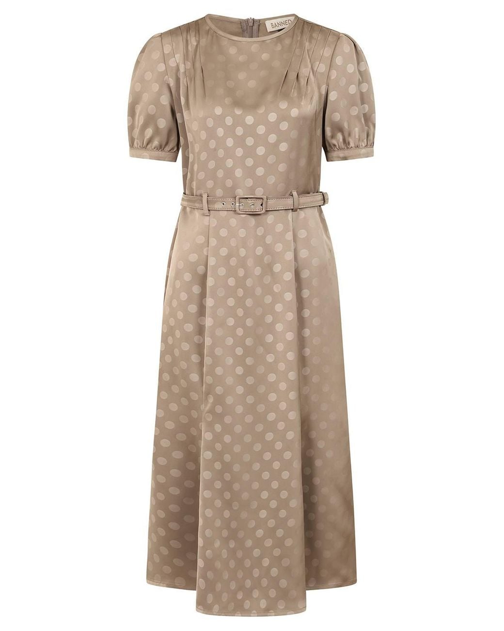 Banned Retro Natural Iris Polka Dot Dress