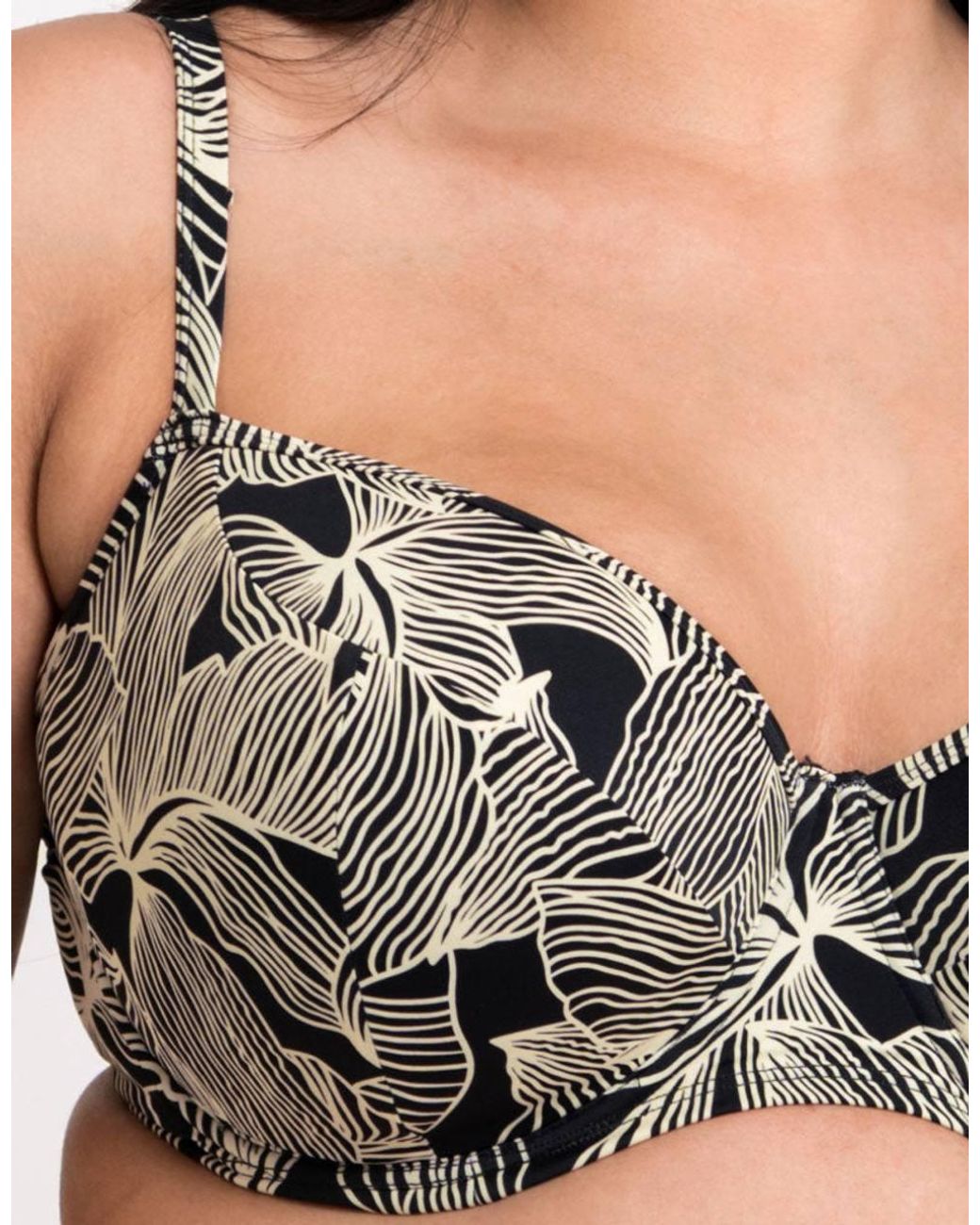 Curvy Kate Black Ripple Reef Balcony Bikini Top Underwired Padded