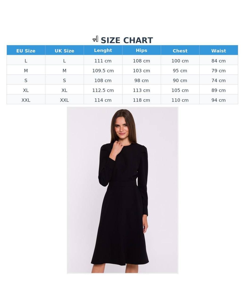 Love Lace Black Viscose Flared Long Sleeve Dress With Zip