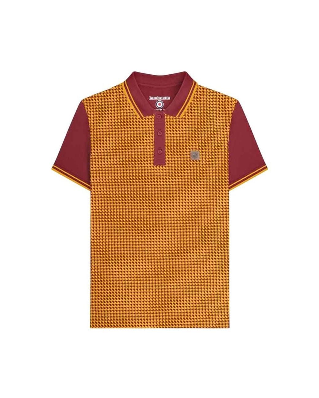 Lambretta Orange Houndstooth Polo Shirt for men
