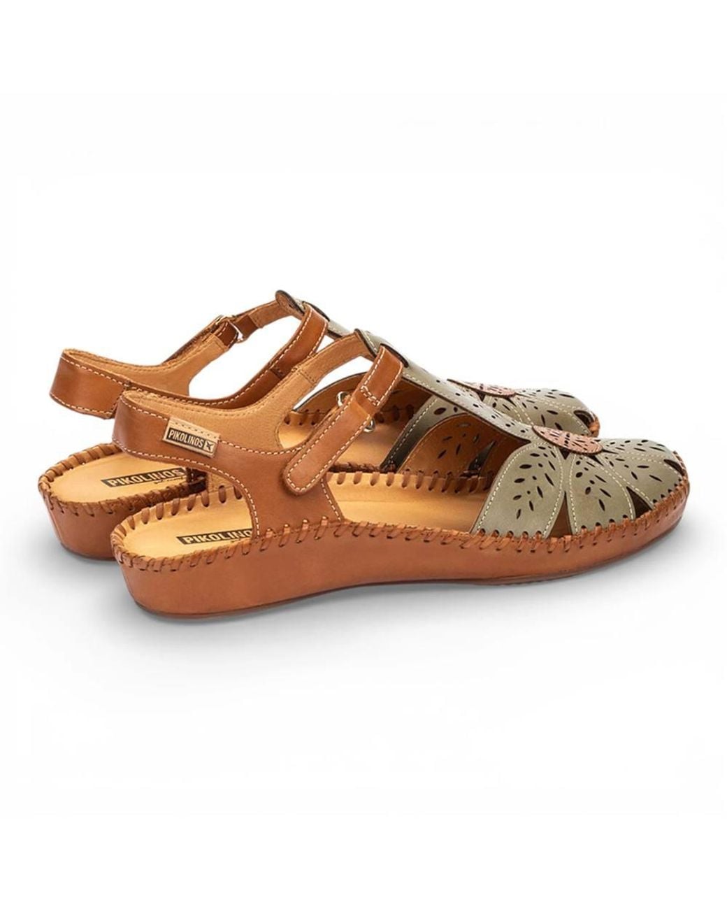 TruClothing Brown Tan Leather Cushioned Wedge Sandal Shoes
