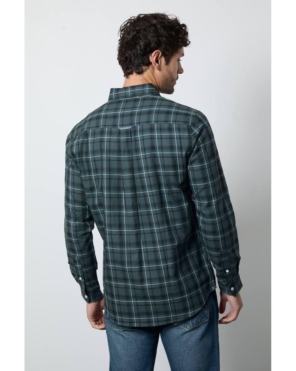 MAINE Blue Check Long Sleeve Shirt for men