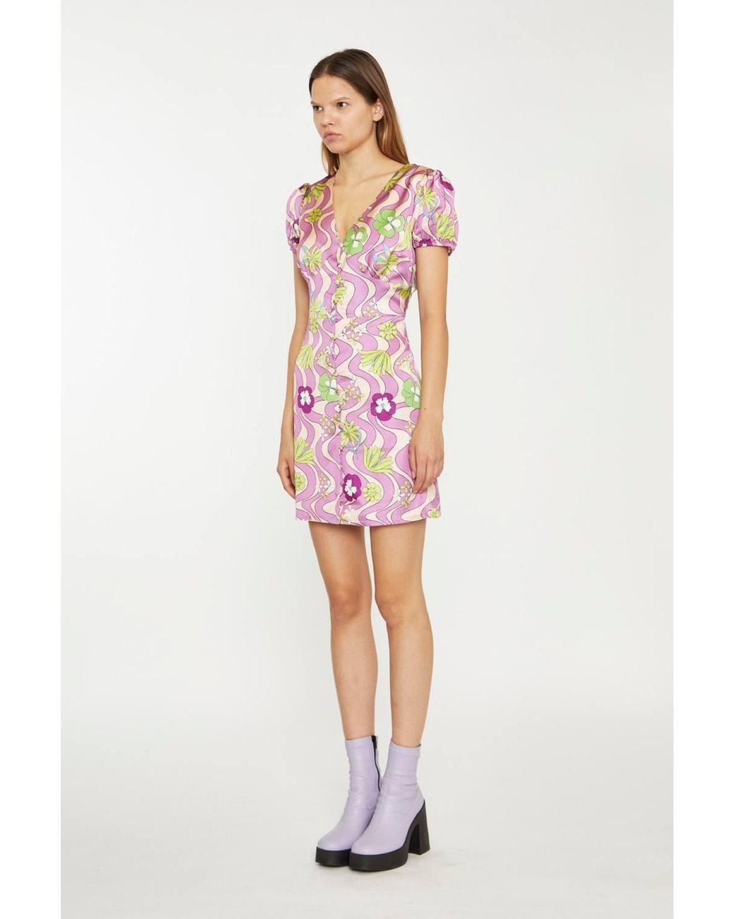 Shnoo Red V-Neck-Button-Up Mini-Dress