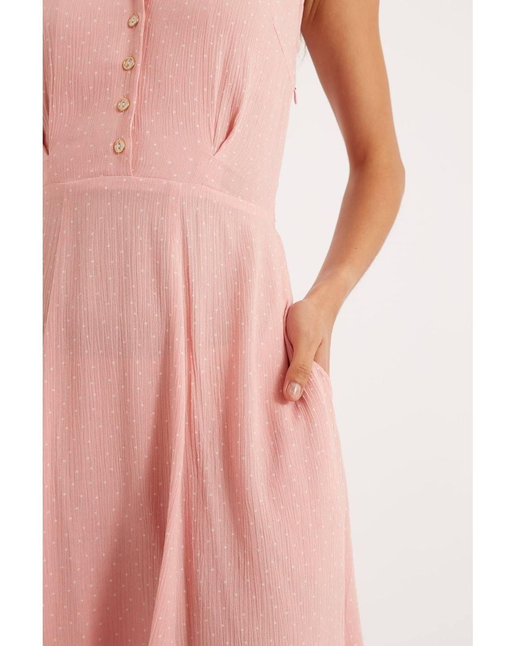Louche Pink Cathleen Mini Petite Dot Tea Dress