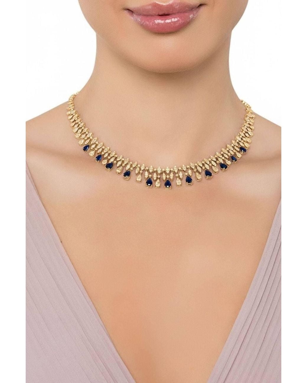 Latelita London Metallic Duchess Sapphire Statement Necklace