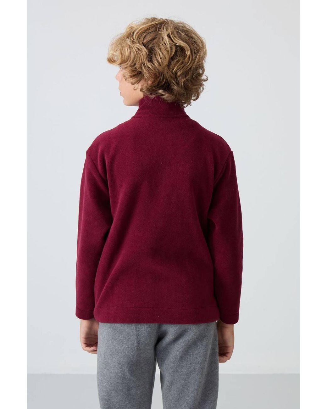 TOMMY LIFE Red Youth Zipper Collar Sweatshirt for men