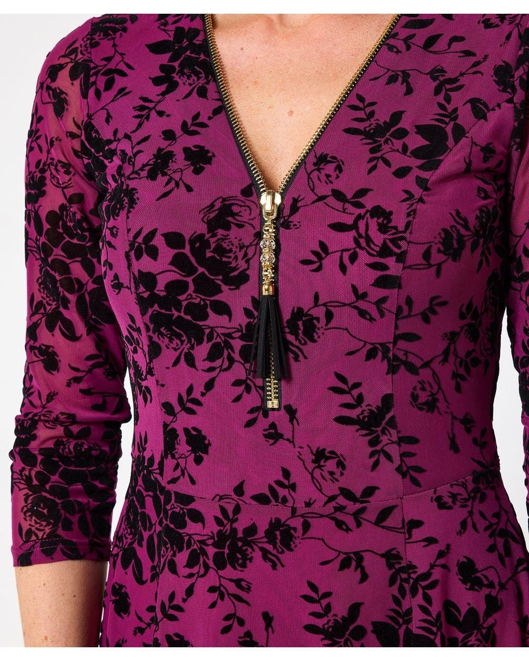 Joe Browns Purple Floral Lace Print Skater Dress