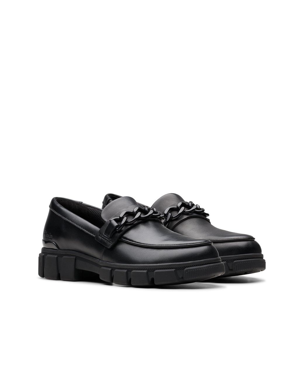 Clarks Black Evyn Walk Kid Leather Loafers, Slip Ons, School Shoes
