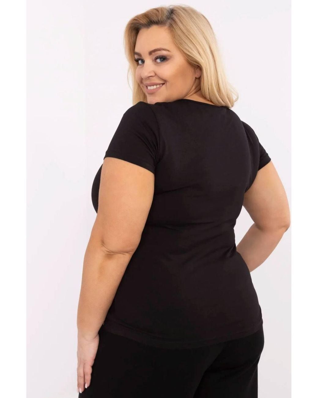 Love Lace Black Plus Size Cotton Elastane Casual T-Shirt