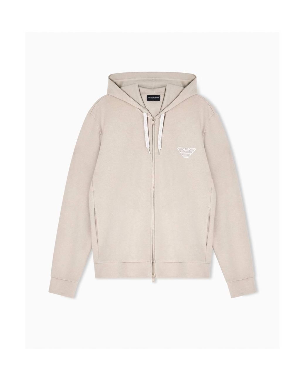 Emporio Armani Natural Hooded Full Zip Sweatshirt Nut for men