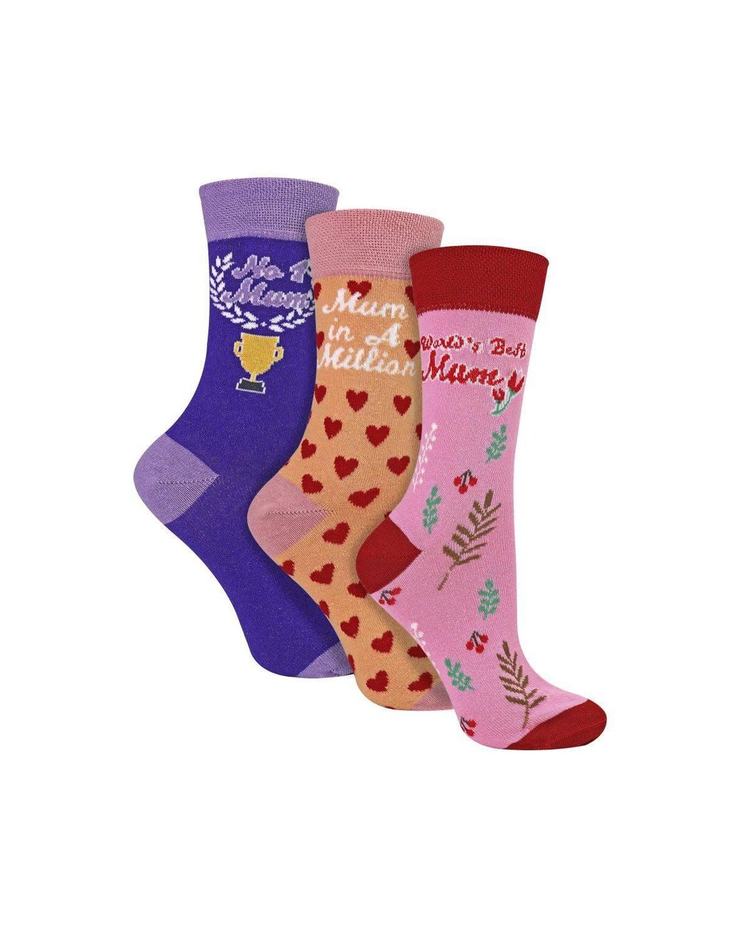 Sock Snob White 3 Pack Mum Novelty Socks Fun Patterned Socks