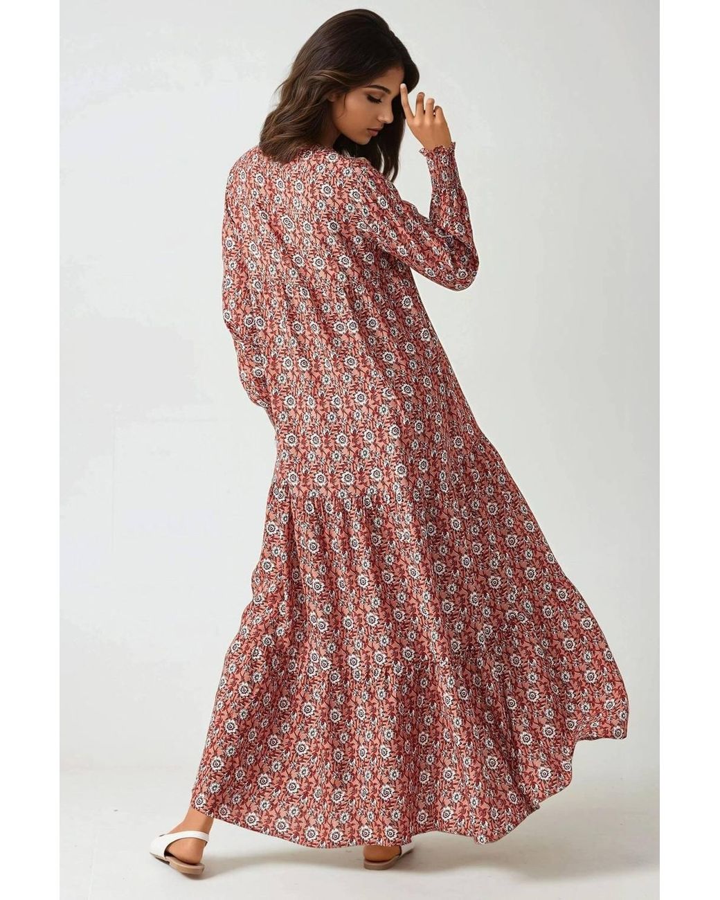 Hiccup Purple Printed Crew Neck Viscose Maxi Dress