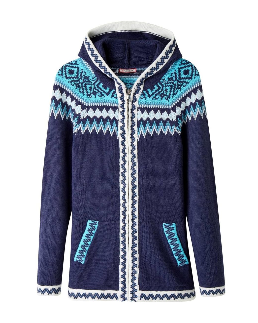 Joe Browns Blue Trinnie Fairisle Zip Through Hooded Jumper