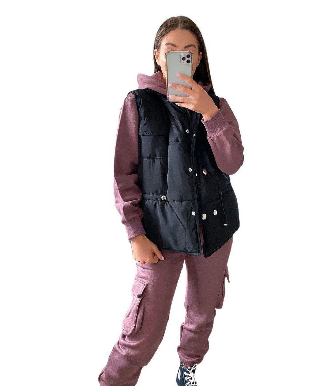 IKRUSH Black Serena Padded Gilet With Button Details