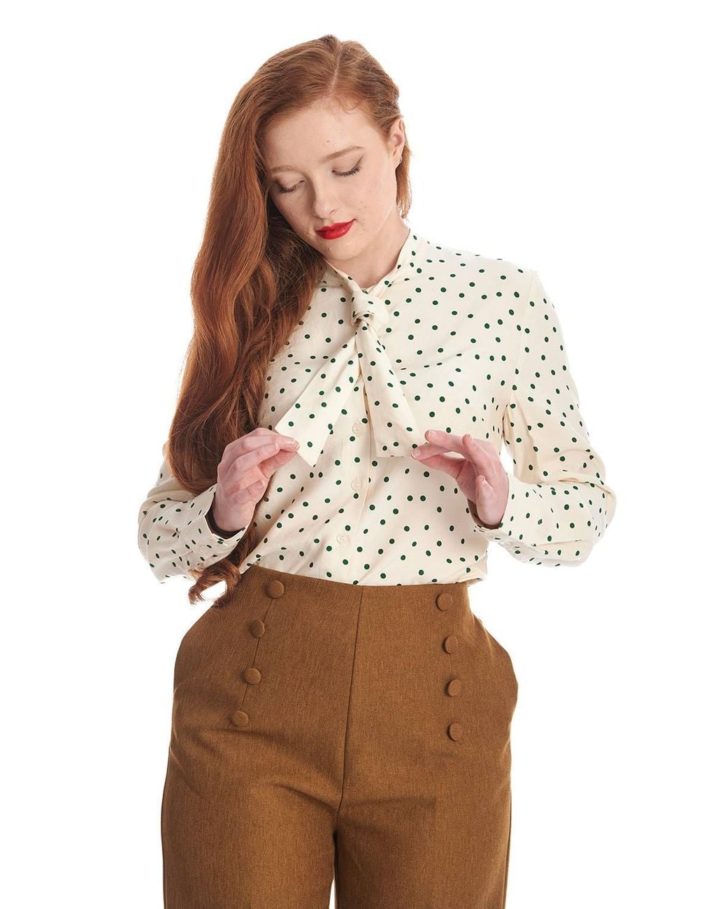 Banned Retro Spot Envy Blouse-Offwhite