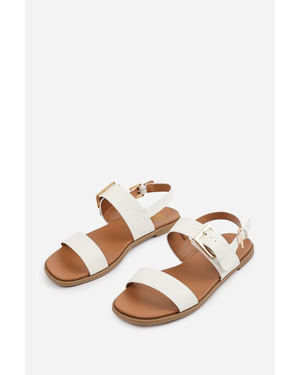 Where's That From Brown 'Uma' Classic Flat Sandals With Strap & Buckle Detail