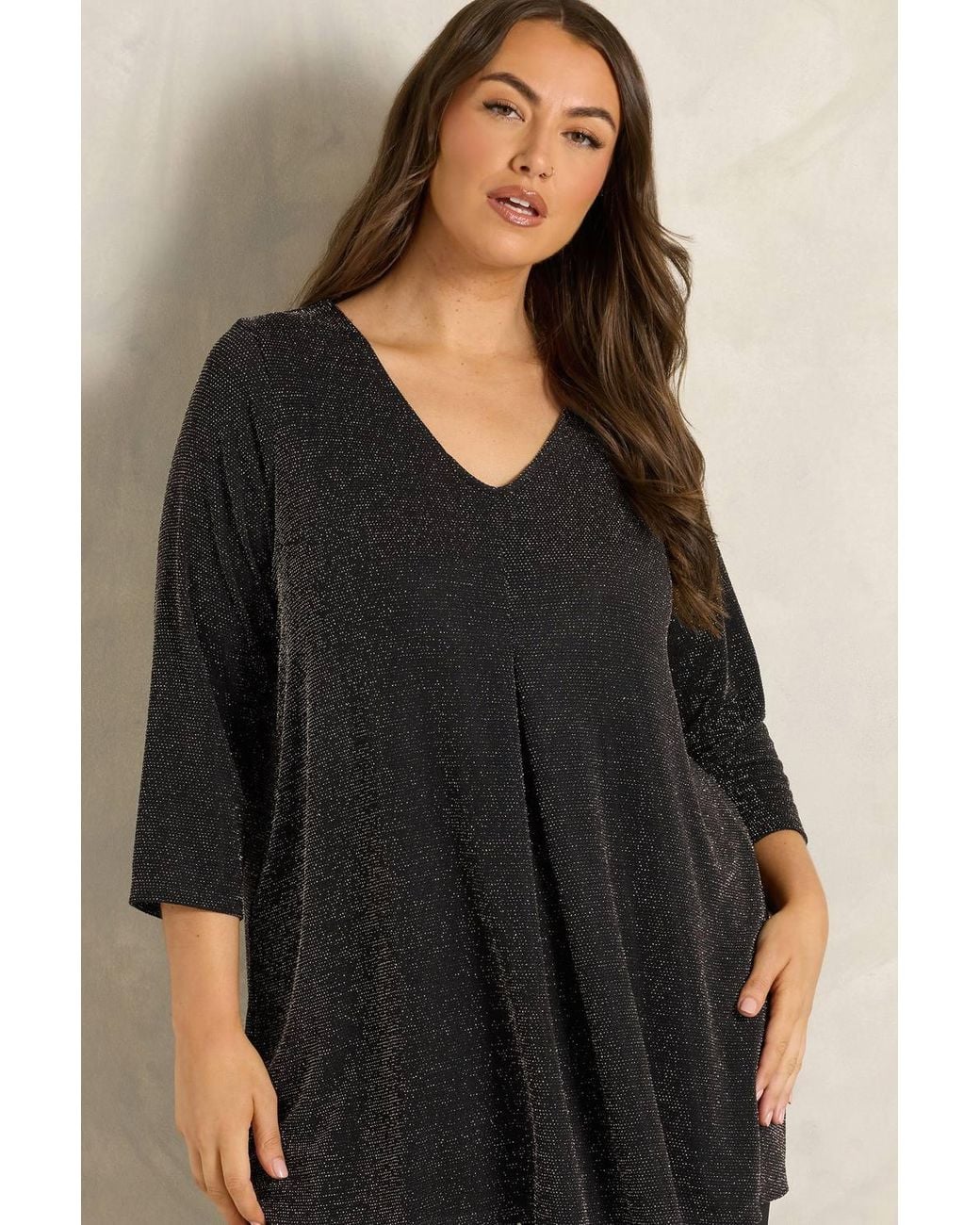 Evans Black Pleat Front Swing Top