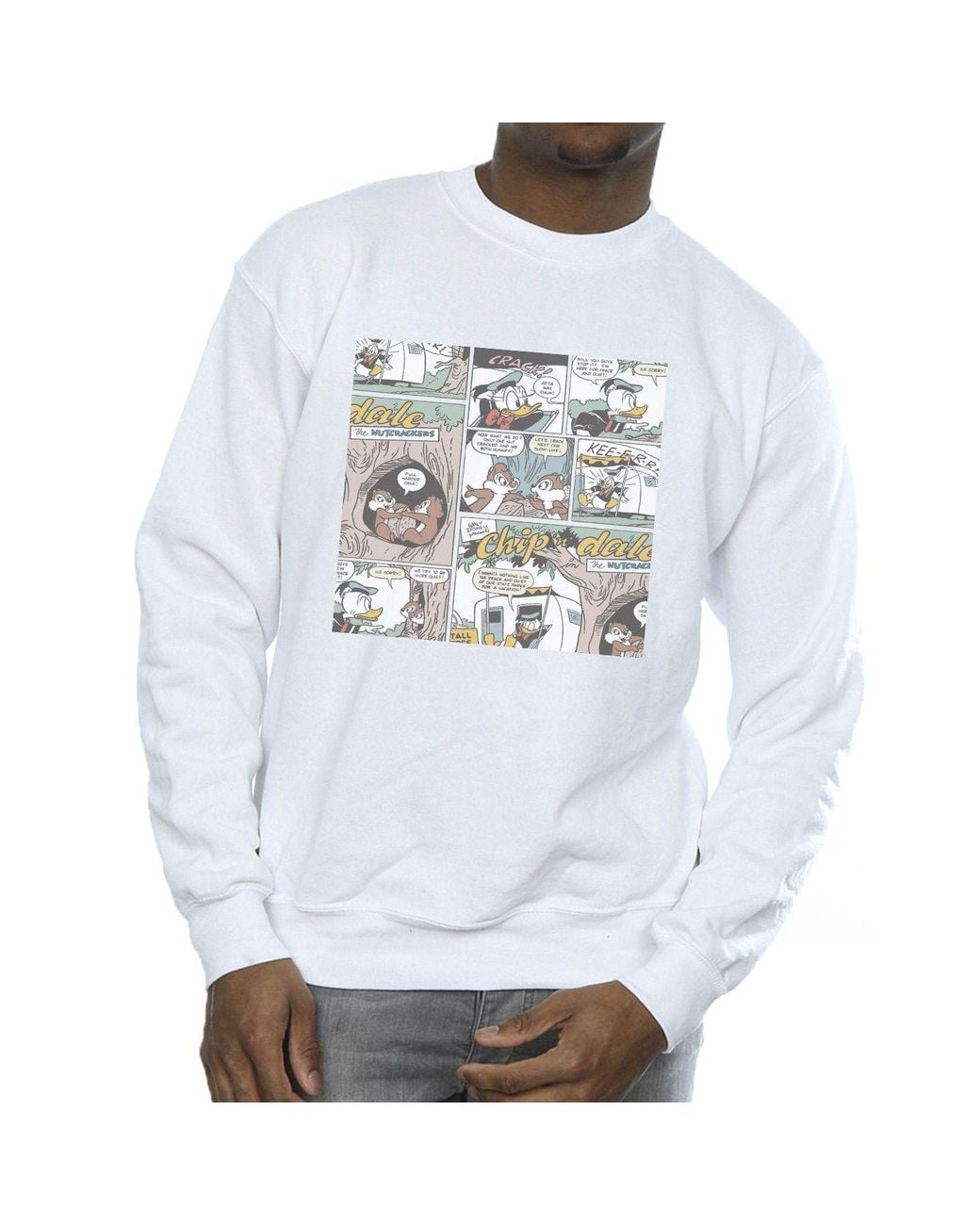 Disney White Chip 'N Dale Comic Sweatshirt for men