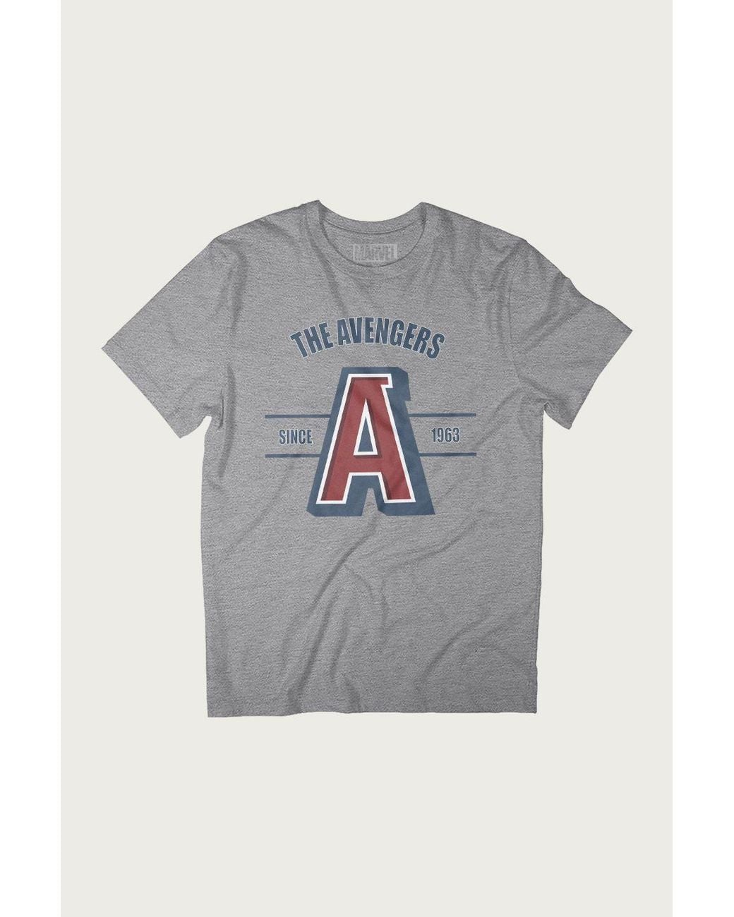 Marvel Gray The Avengers A College Sports Style Since 1963 T-Shirt for men