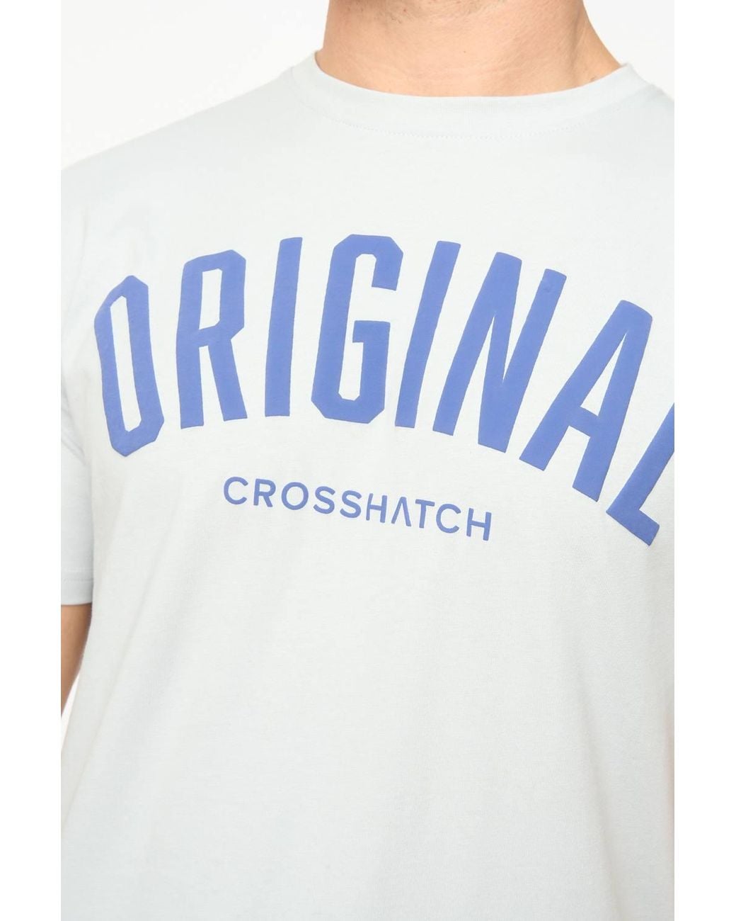Crosshatch White Kensby Crew Neck Cotton T-Shirt With High Build Graphics for men