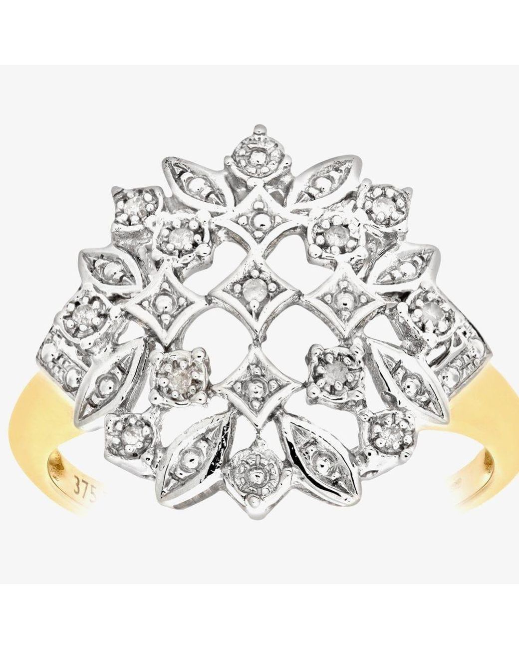 T.H.Baker White 9Ct 0.03Ct Diamond Set Hearts Ring