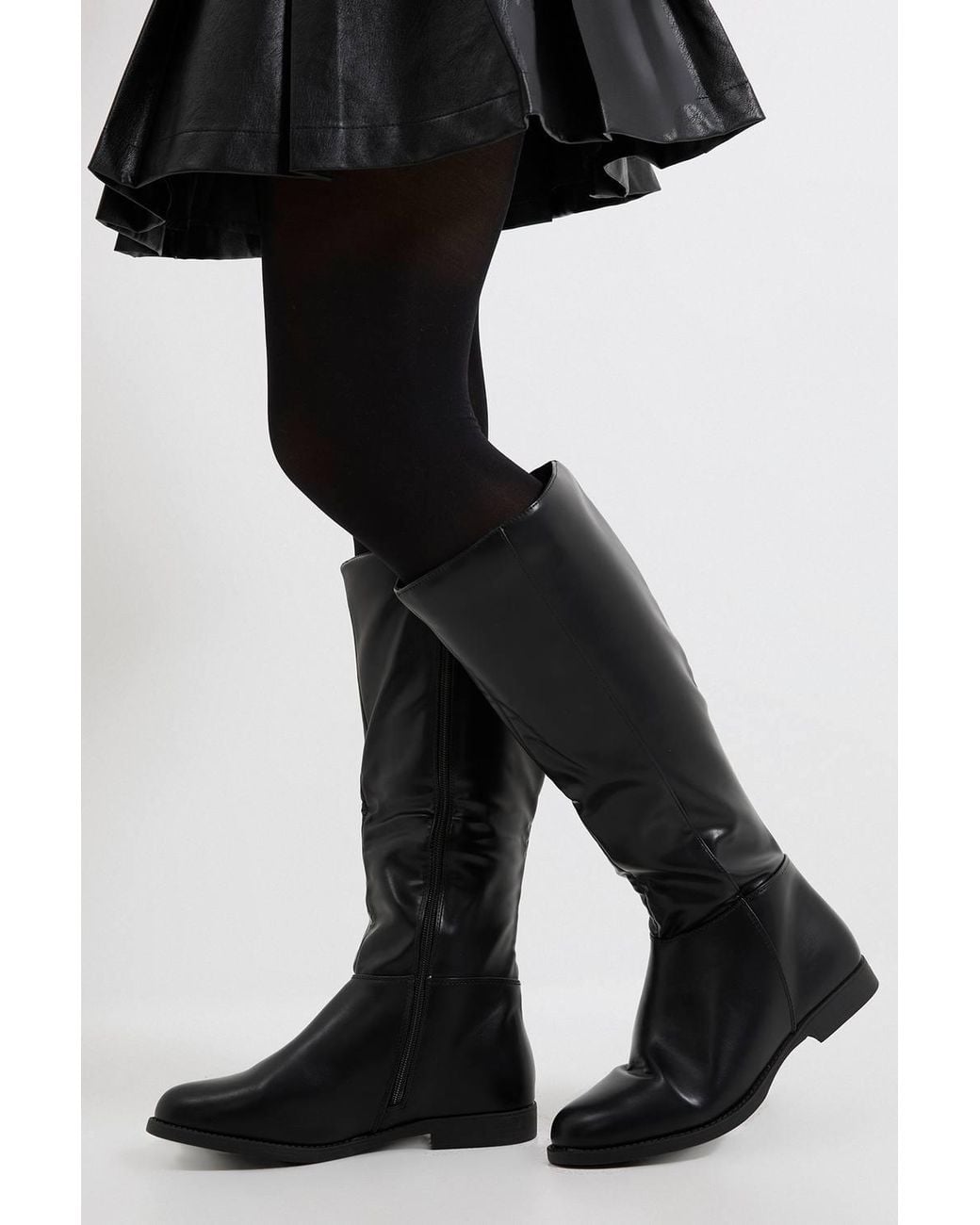 Dorothy Perkins Black Karla Knee High Flat Boots