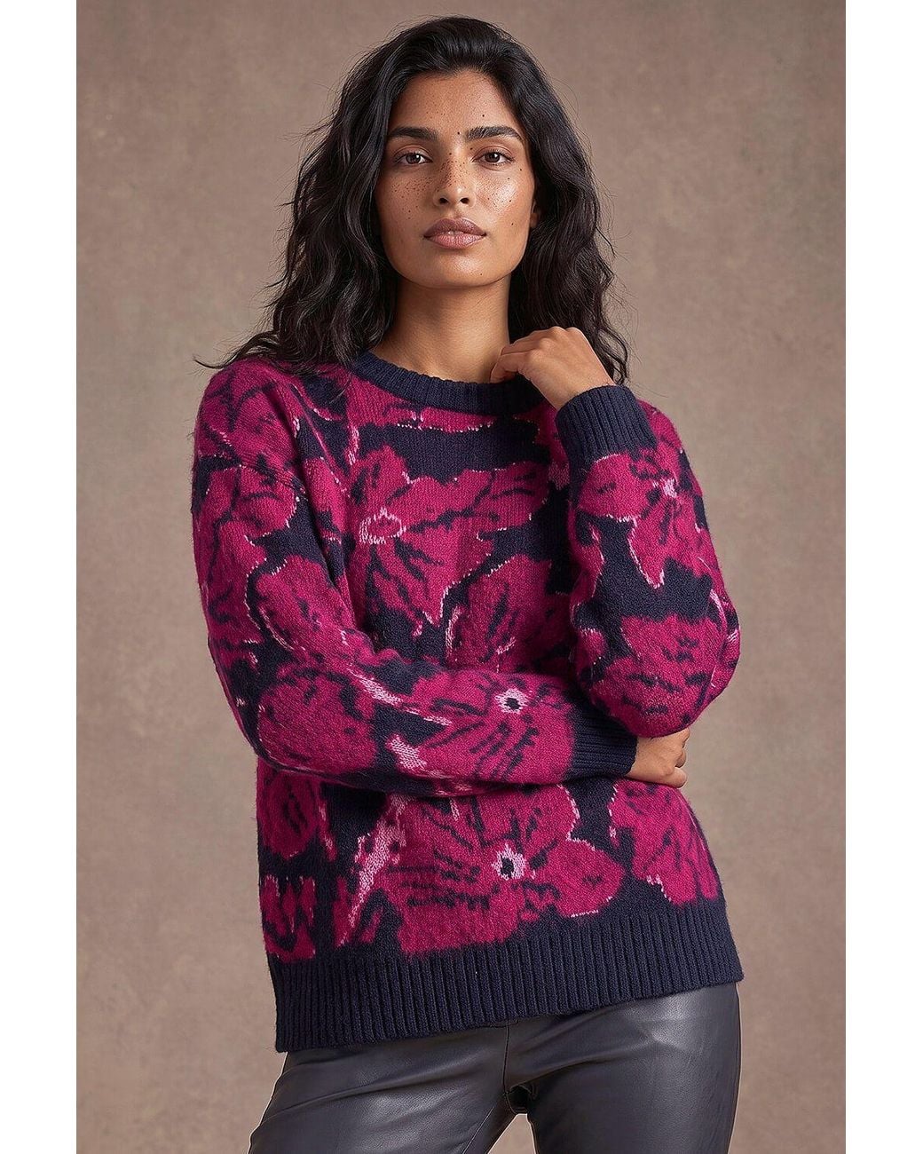 Roman Pink Floral Print Knit Jumper