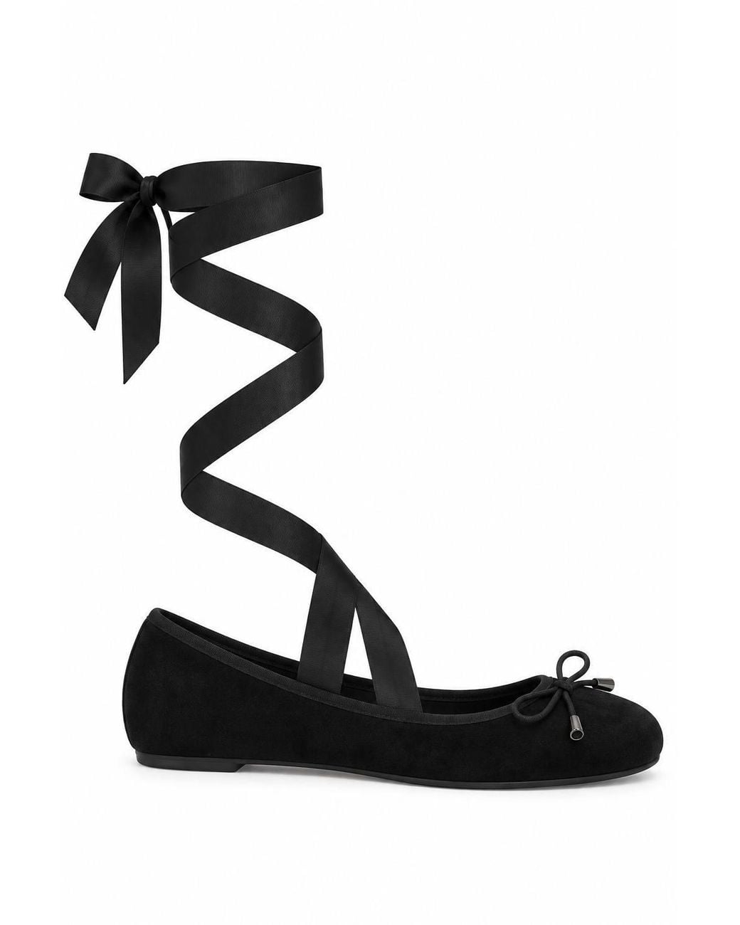 Spot on Black Wrap Around Ribbon Ballet Pumps