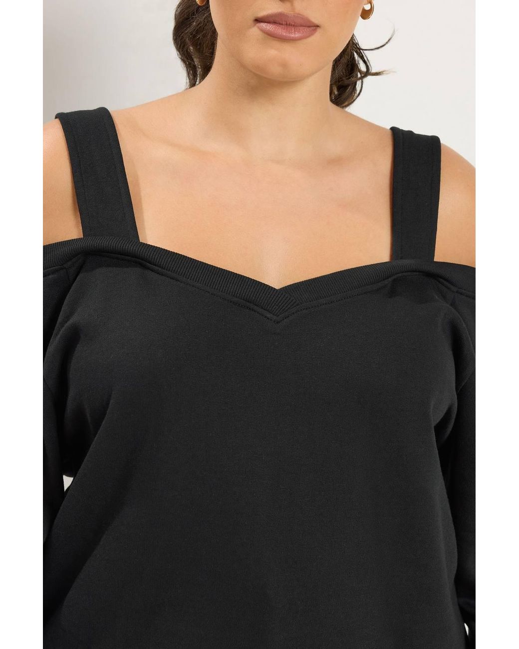 Yours Black Off Shoulder V-Neck Sweatshirt