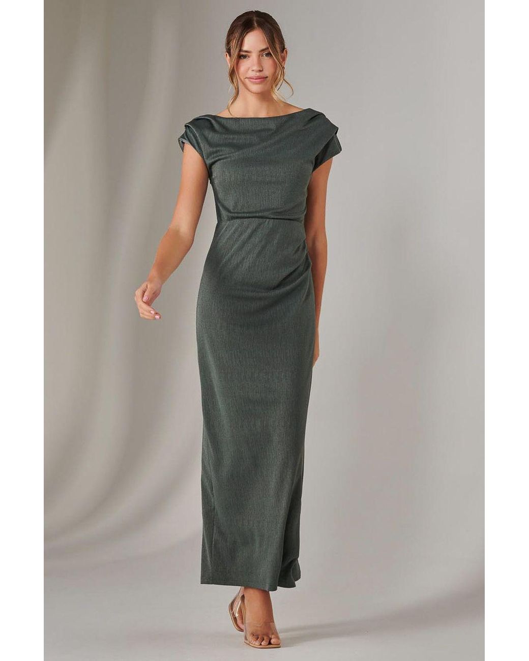 Jolie Moi Green Asymmetrical Bodycon Midaxi Dress
