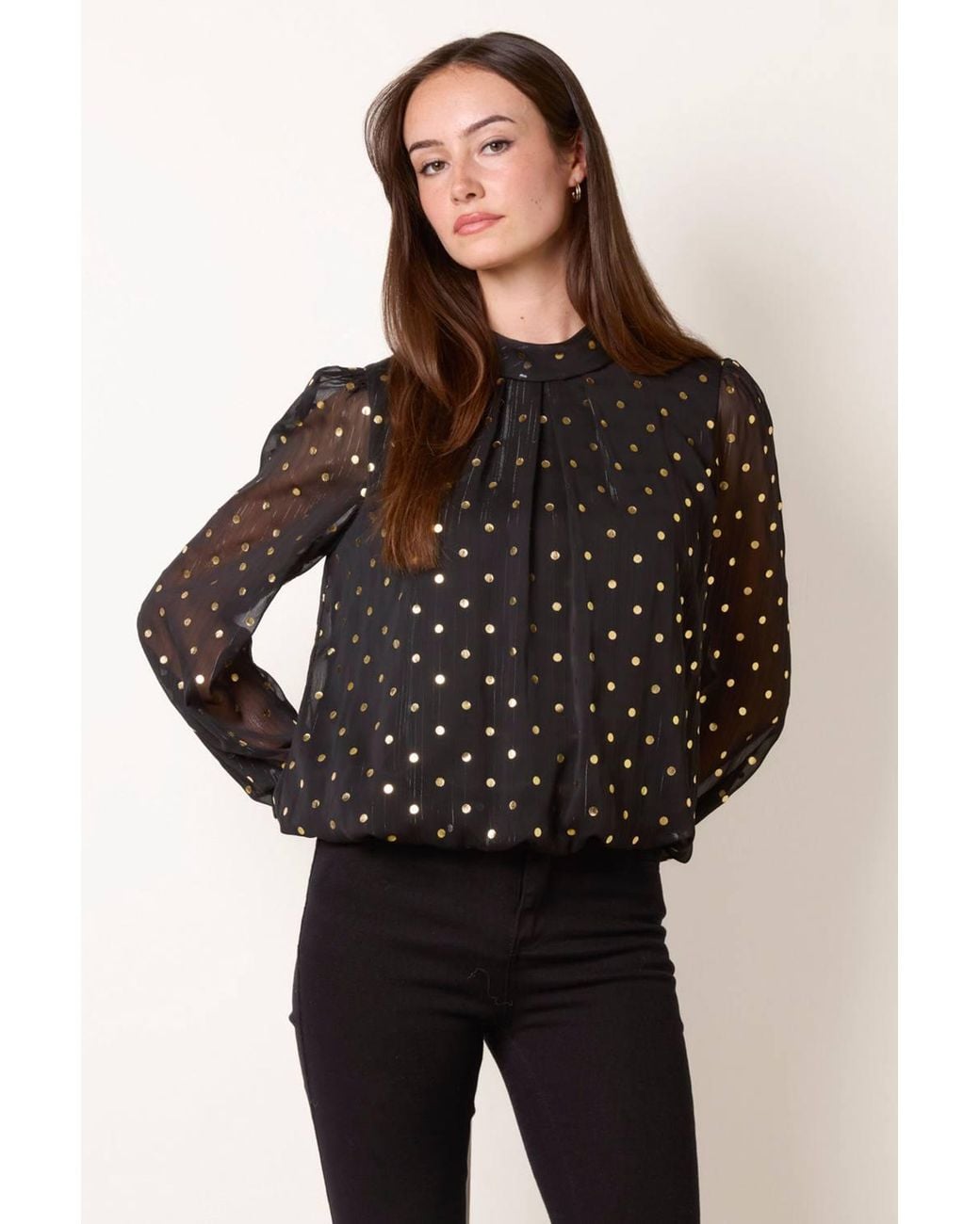 Blue Vanilla Black Long Sleeve Turtleneck Blouse