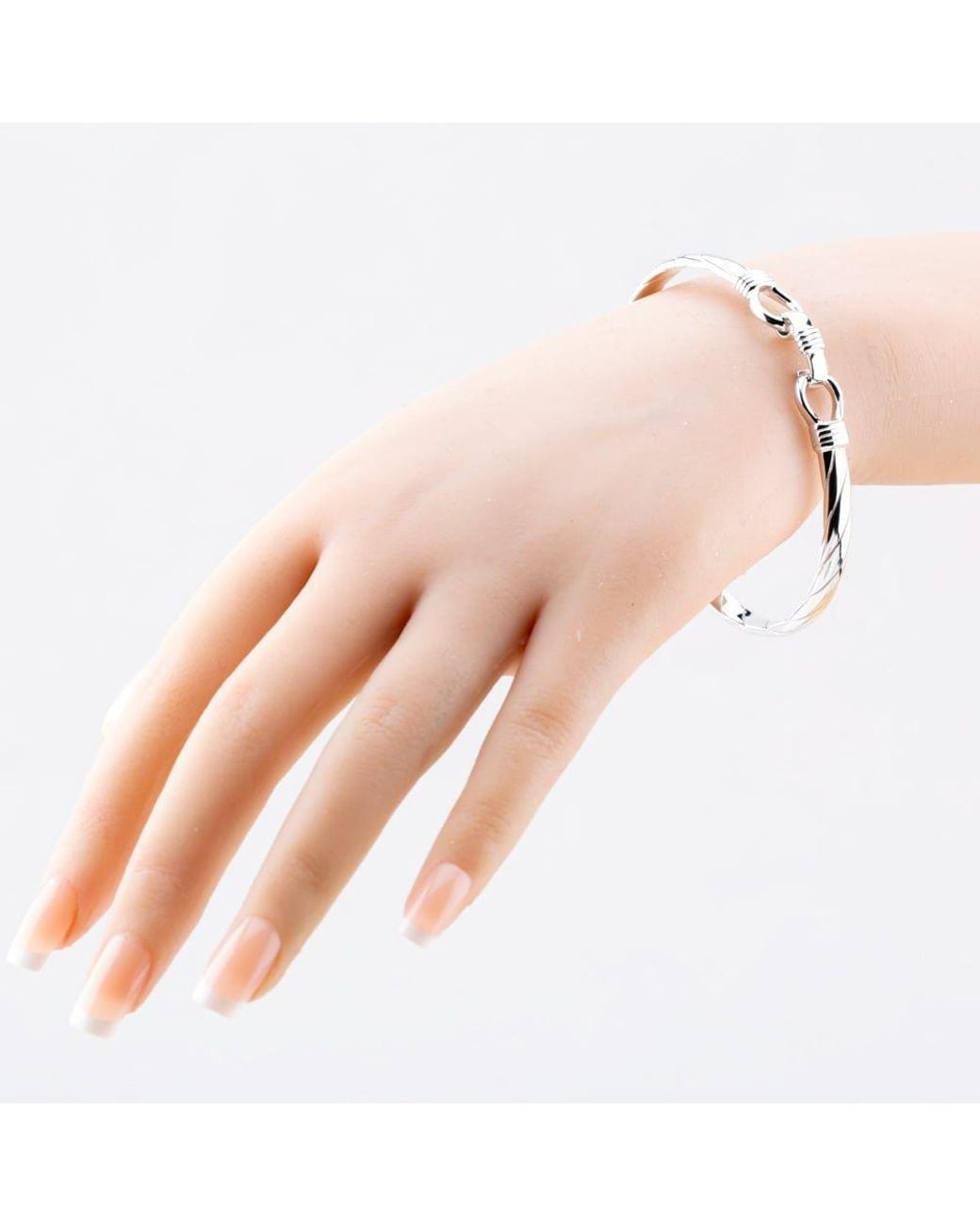 T.H.Baker Metallic Sterling Medium Solid Hook Bangle S8033