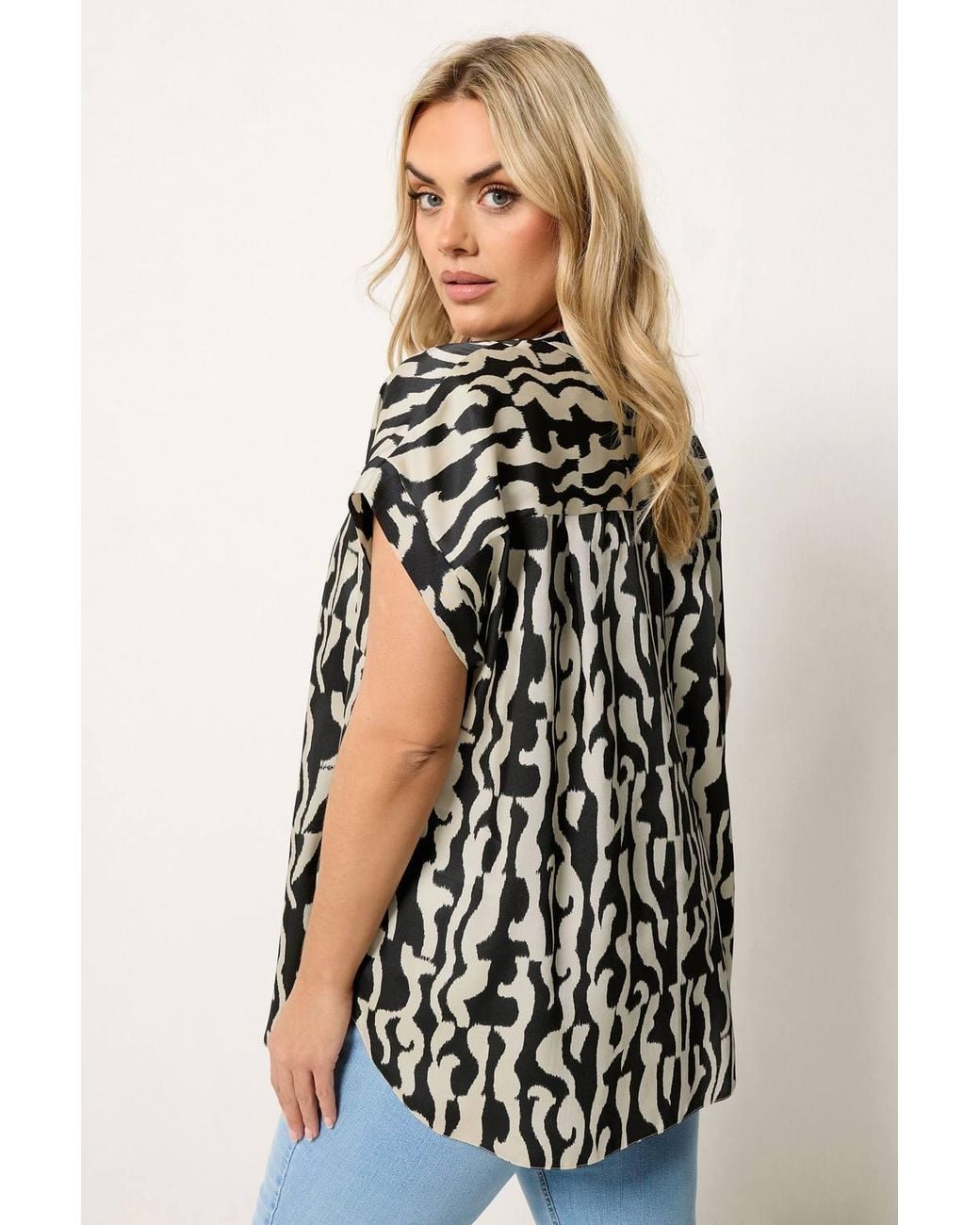 Yours Multicolor Abstract Print Pleated Blouse